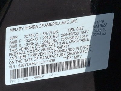 2020 Acura MDX w/Advance Pkg