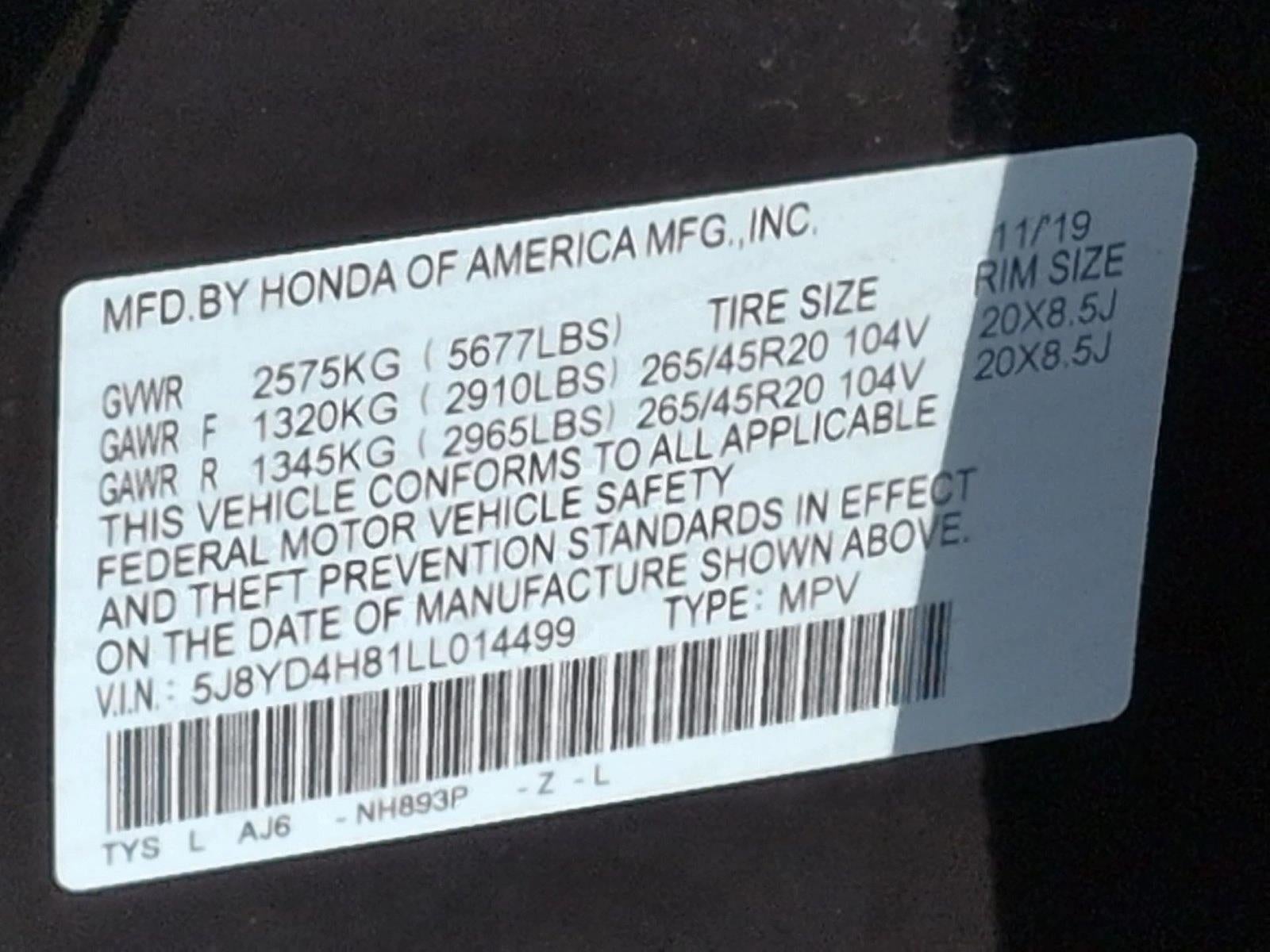 2020 Acura MDX w/Advance Pkg