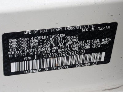 2016 Subaru Impreza 2.0i Sport Limited